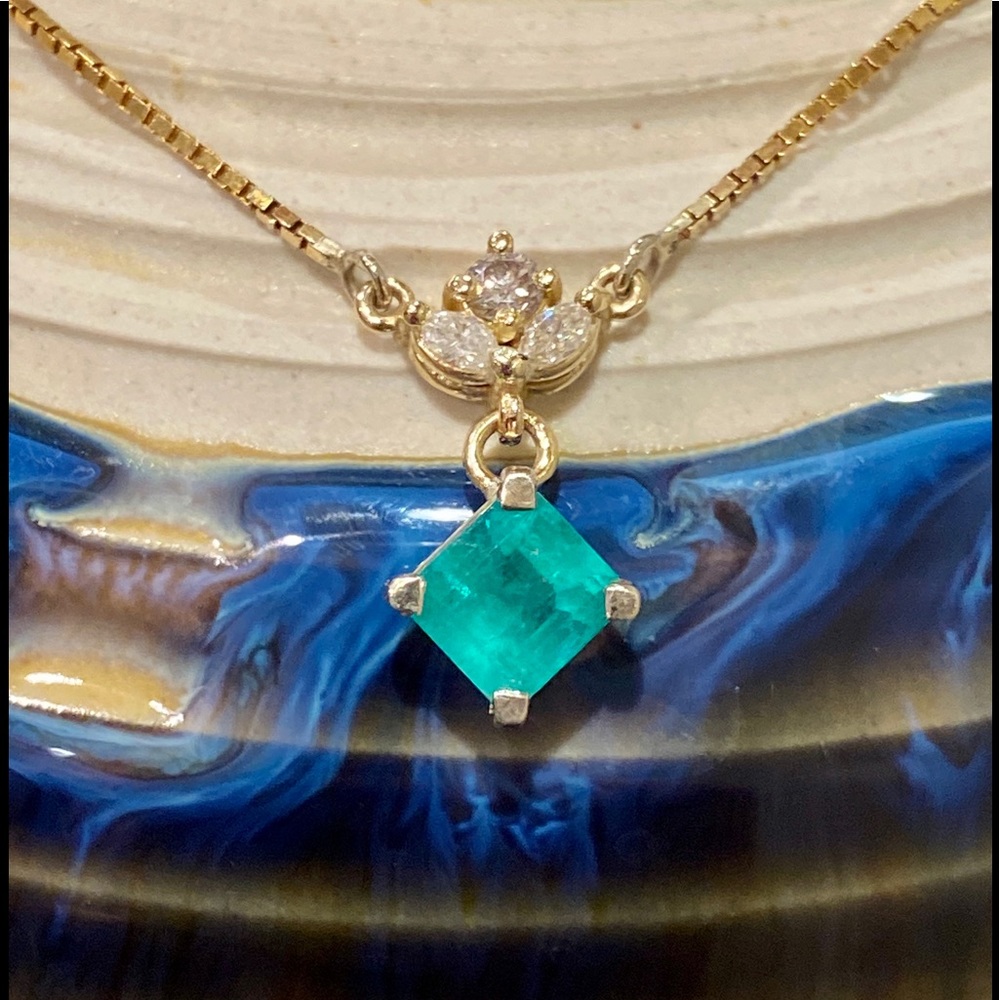 SOLD Genuine Emerald & Diamond Newly Designed Drop